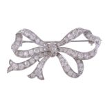 An early 20th century diamond bow brooch , circa 1920  An early 20th century diamond bow brooch  ,