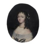 A Talc miniature portrait of Queen Henrietta Maria  A  Talc   miniature portrait of  Queen Henrietta