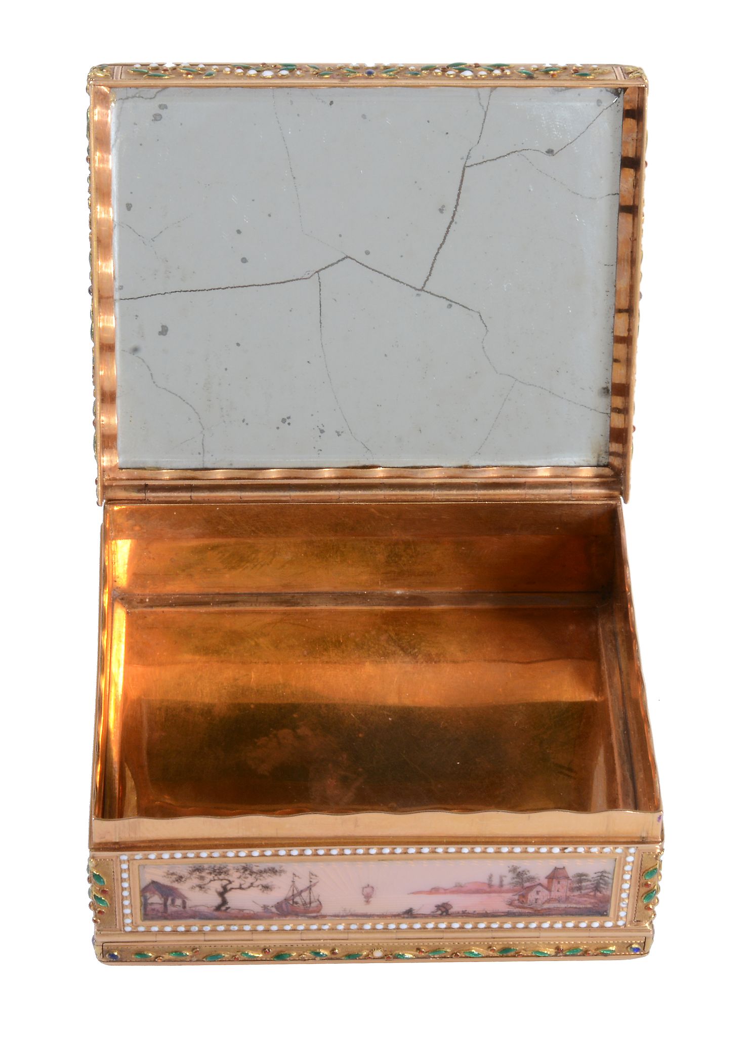 A small gold and enamel rectangular box with concealed compartment, prestige marks including - Image 8 of 12