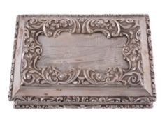 An early Victorian silver large rectangular table snuff box by Nathaniel Mills  An early Victorian