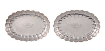 A pair of late Victorian silver scalloped oval dishes by F. B. Thomas & Co  A pair of late Victorian