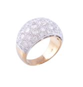 A diamond bombe ring, set with a cluster of brilliant cut diamonds  A diamond bombe ring,   set with