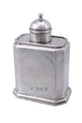 A George I silver canted-rectangular tea caddy by John Farnell, London 1717  A George I silver