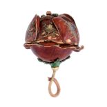 Anton Bachmayer, a very unusual gilt enamel and diamond Rose pendant with...  Anton Bachmayer, a