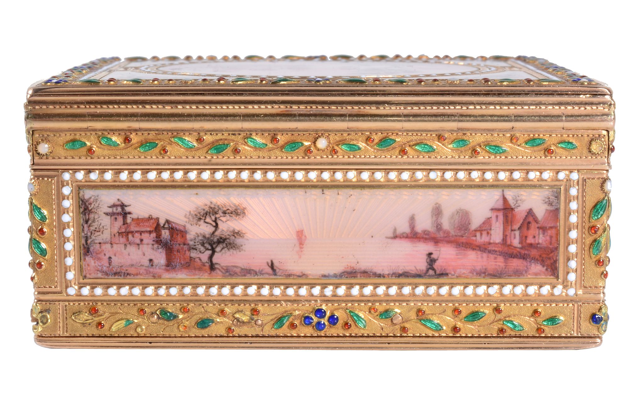 A small gold and enamel rectangular box with concealed compartment, prestige marks including - Image 4 of 12