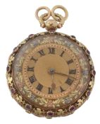 Daniel Desbois, London, a gold and ruby set open face pocket watch, no  Daniel Desbois, London, a