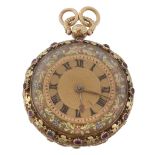 Daniel Desbois, London, a gold and ruby set open face pocket watch, no  Daniel Desbois, London, a