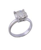 A diamond single stone ring, the brilliant cut diamond, weighing 3  A diamond single stone ring,