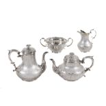 A Victorian silver baluster four piece tea and coffee service by Elkington & Co  A Victorian