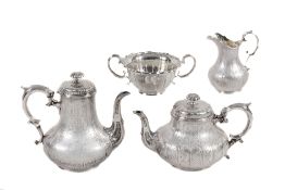 A Victorian silver baluster four piece tea and coffee service by Elkington & Co  A Victorian
