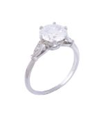 A single stone diamond ring, the brilliant cut diamond weighing 1  A single stone diamond ring,