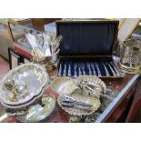A quantity of silver plate   to include cased canteen, loose flatware, etc (qty)
