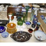 A quantity of decorative ceramics, glassware and collectable items   to include a lacquer box, art