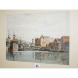 H.. Callen (20th Century)  Bristol Docks Watercolour Signed lower right 26cm x 35cm; And another