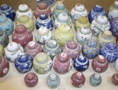 Forty two Chinese lidded ginger jars  , 19th  &  20th Century examples