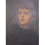 Albert Hood (19th Century School) Portrait of Emily Beryl Hood Oil on canvas Inscribed in pencil to