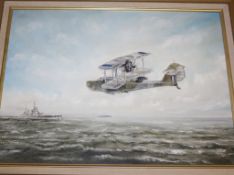 David Gibbings (20th Century) 'Harpy joins the fleet' Oil on canvas Signed lower right 45cm x 59.