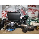 A quantity of camera and camera equipment   to include a ZENIT TTL camera, two Practica cameras, an