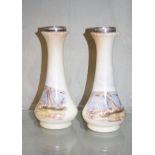A pair of Locke  &  Co. Worcester vases  , hand painted with seaside pier, signed W. Stinton, with