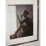 Jack Vettriano  Lady sat by a window putting on makeup Colour print Signed in pencil 65.5cm x 53cm