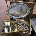 A mahogany cased canteen of Mappin  &  Webb cutlery   for twelve settings complete except one rogue