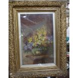 Continental School (Early 20th Century) Still life of flowers in a vase Oil on canvas Signed