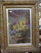 Continental School (Early 20th Century) Still life of flowers in a vase Oil on canvas Signed