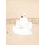 Two Indian paintings   of a man with his hawk 13cm x 11.5cm and a man seated 17cm x 12.5cm (2)