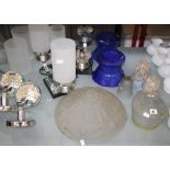 Modern wall lamps   (sold as parts), assorted shades etc