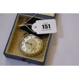 A slimline gold plated pocket watch by Grosvenor   (af)