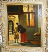 G.. Witcombe (20th Century) after Pieter De Hooch  'Boy Bringing Pomegranates' Oil on board Signed