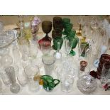 A quantity of assorted glassware  , to include wines, cased vases, coloured glass etc