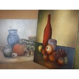 Various 20th Century still life's,   oil on board, unsigned and unframed (7)