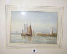 Attributed to George Chambers Jnr. (1830 - 1868) 'On the Dort' Watercolour Unsigned 20cm x 29cm