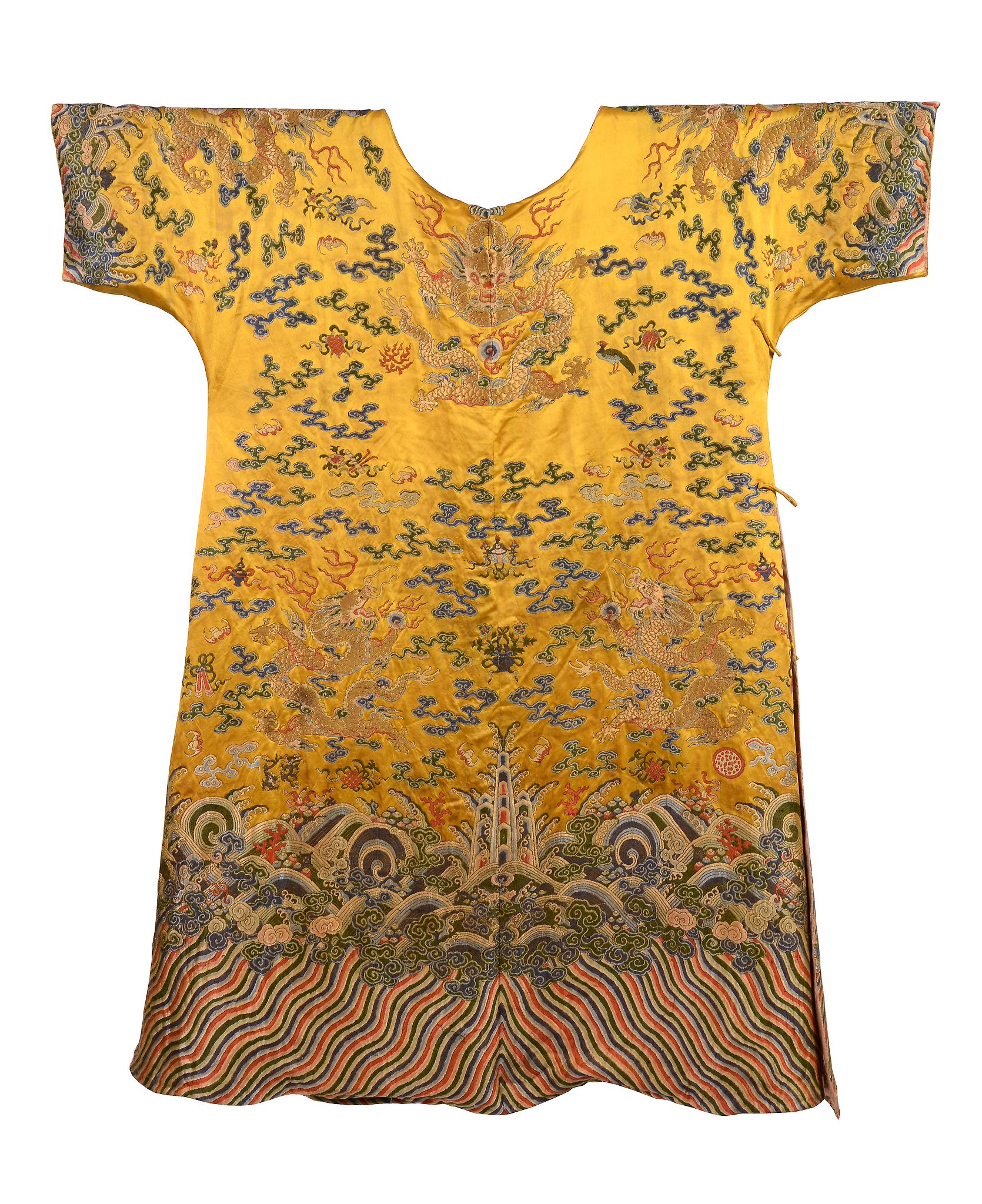 A yellow silk brocade 'dragon' robe, probably 19th century A yellow silk brocade 'dragon' robe, - Image 6 of 6