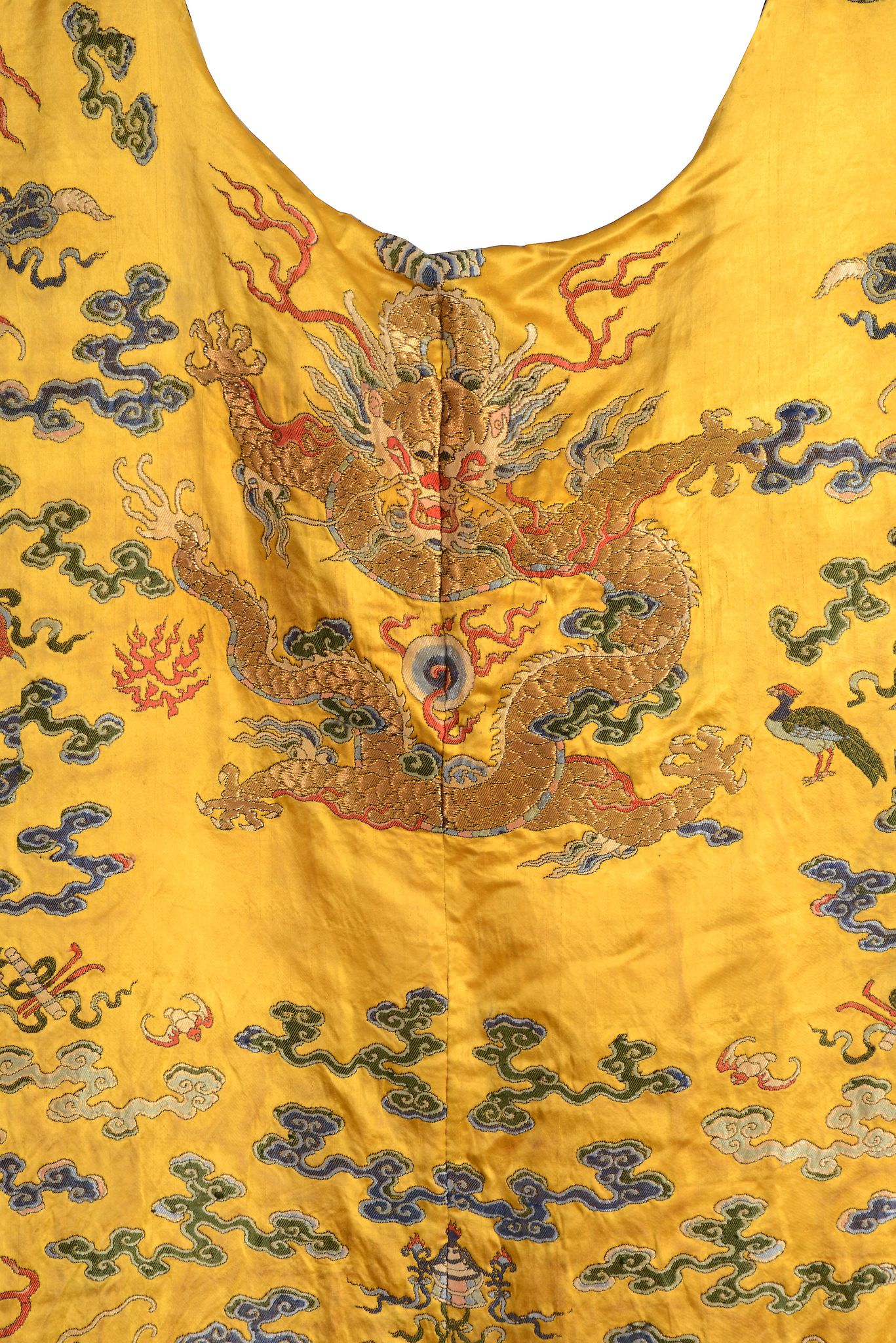 A yellow silk brocade 'dragon' robe, probably 19th century A yellow silk brocade 'dragon' robe, - Image 5 of 6