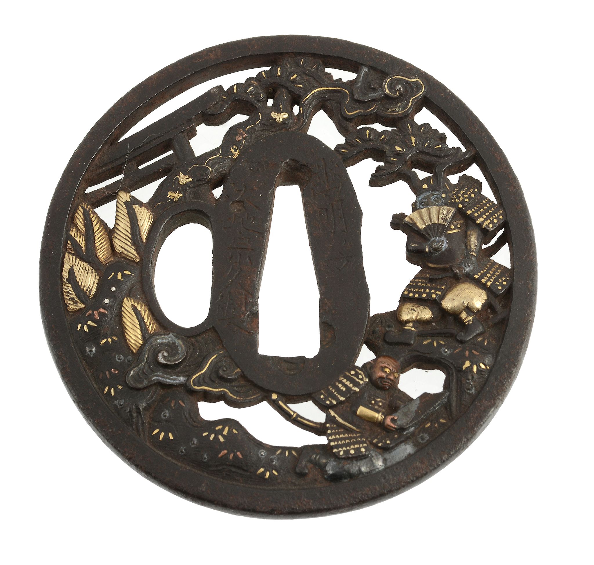 An Iron Soten School Tsuba of circular form pierced and carved within the... An Iron Soten School