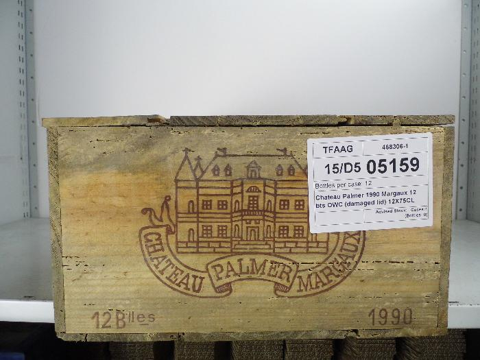 Chateau Palmer 1990Margaux12 bts OWC (damaged lid)