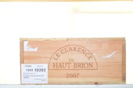 Le Clarence de Haut-Brion 2007 Pessac Leognan 12 bts OWC IN BOND  Le Clarence de Haut-Brion 2007