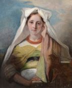 John Stevens (1793-1868) - Portrait of an Italian peasant girl Oil on canvas Bears manuscript