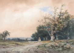 Wycliffe Egginton (1875-1951) - A woodland road Watercolour Signed lower left 53 x 72 cm. (21 x 28