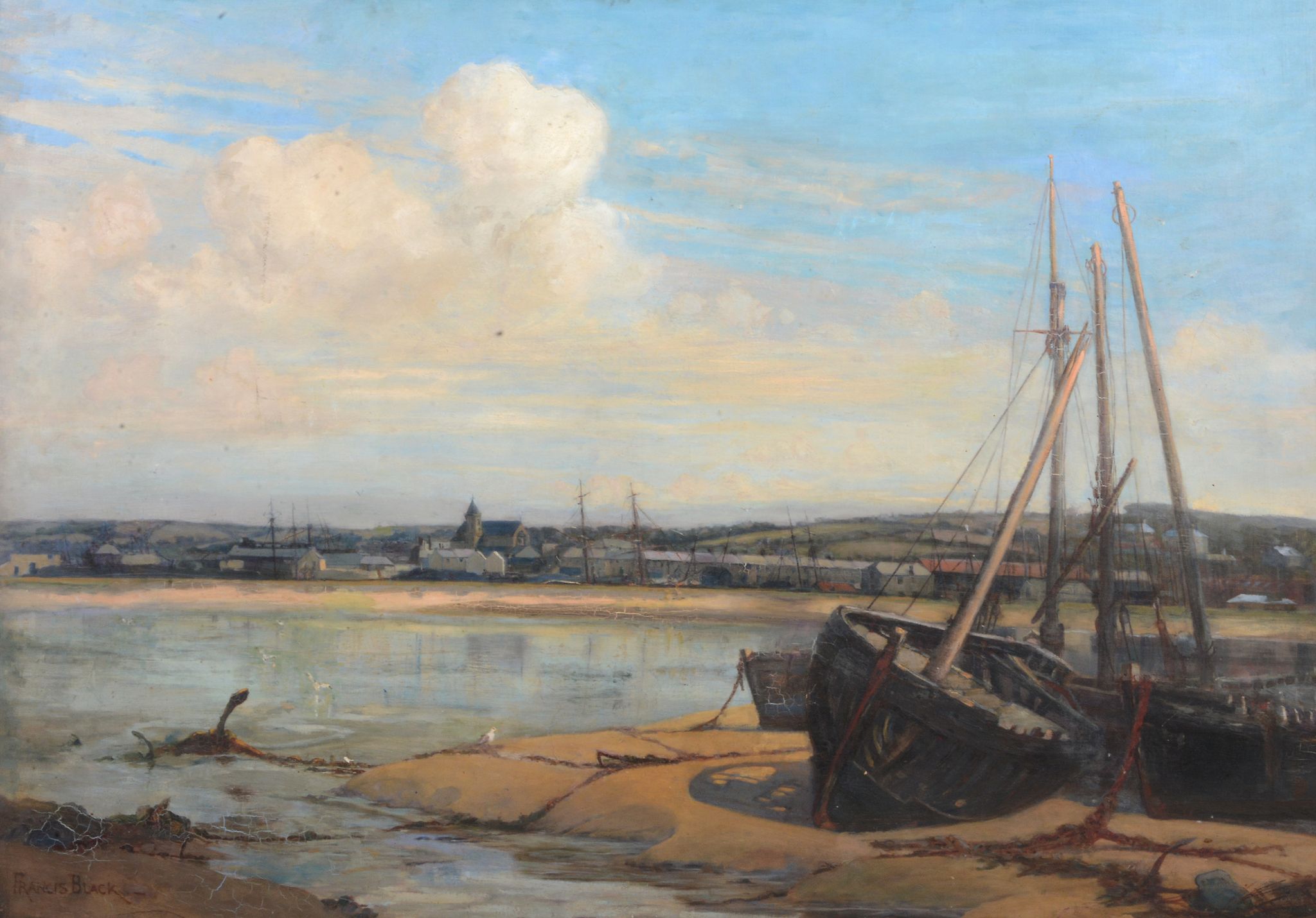 Francis Black (fl. 1890s) - A Cornish Estuary Oil on canvas Signed lower left 107.5 x 143.5 cm. (