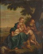 Follower of Scarsellino (1550-1620) - The Holy Family with St John the Baptist Oil on copper 21.5