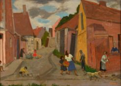 Grégoire Michonze (1902-1982) - Village street, Ravenel (Oise) Oil on canvas Signed and dated