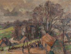 Alfred Aaron Wolmark (1877-1961) - Landscape with farm buildings Oil on canvas Signed and dated   A