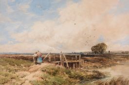 Edmound Morison Wimperis (1835-1900) - River scene near Ringwood, Hampshire Watercolour with
