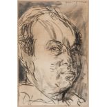 Feliks Topolski (1907-1989) - Bust portrait of a gentleman Black chalk on laid paper Signed and