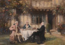 Frank Moss Bennett (1874-1953) - Afternoon tea on a summer's afternoon Oil on canvas Signed lower