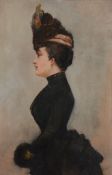 English School (19th Century) - Portrait of a lady in black Oil on canvas 34.5 x 23 cm.(13 1/2 x 9