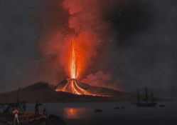 Neopolitan School (circa 1820s) - Mount Vesuvius in Eruption on the Night of the 22nd October 1822